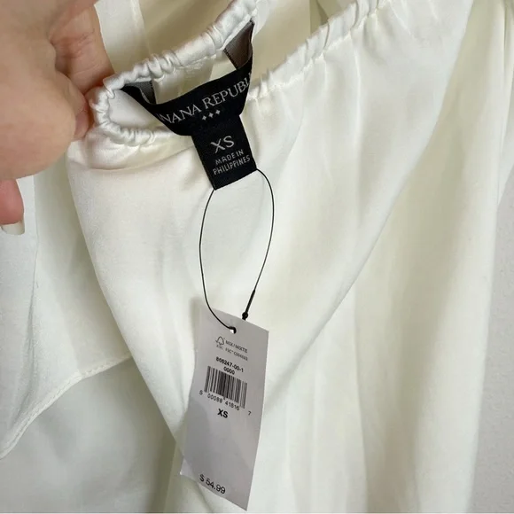 NWT Banana Republic White Tie Neck Open Back Silky Halter Top Snow Day Size XS - Picture 8 of 10